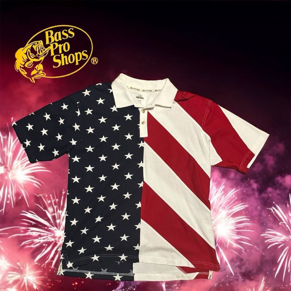 RedHead Men's Large American Flag Polo Shirt Bass Pro Shops